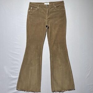 We The Free Corduroy Pants Womens 28‎ Brown Flare Raw Hem Stretch Free People